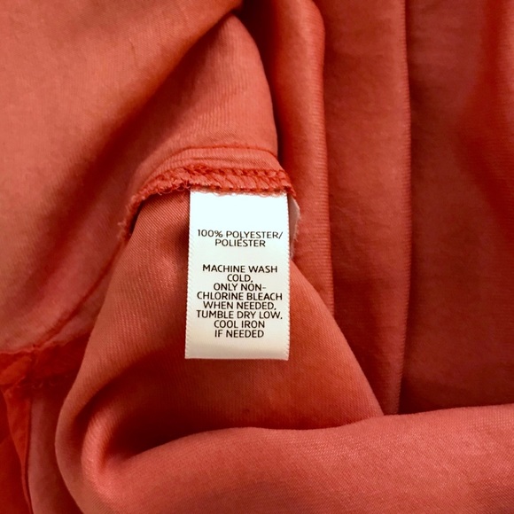 Loft Sleeveless Ruched Ruffled Coral V-Neck Small - Picture 4 of 4